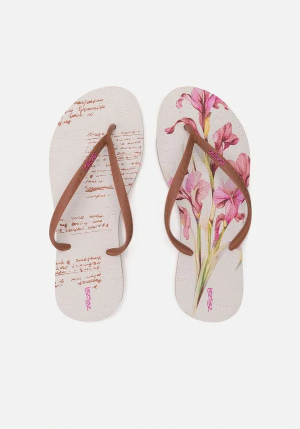Chinelo De Tiras Feminino Com Sola Estampada POEMA BEGE 33/4