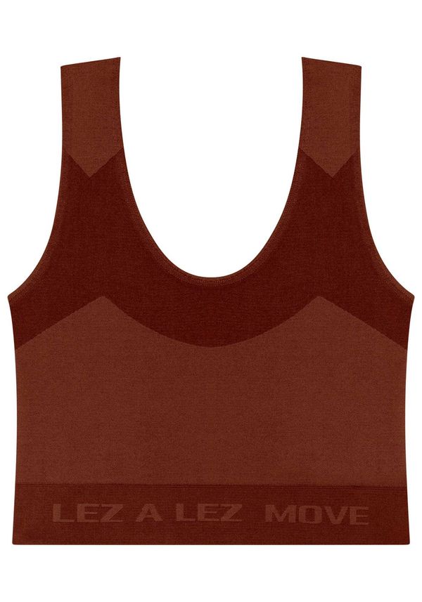Top Nadador Seamless Com Decote Em U Move MARROM P