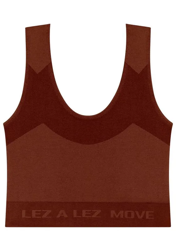 Top Nadador Seamless Com Decote Em U Move MARROM P