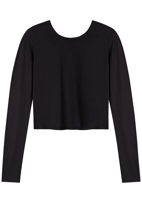 Blusa Cropped De Mangas Longas Com Proteção Solar Move PRETO REATIVO G