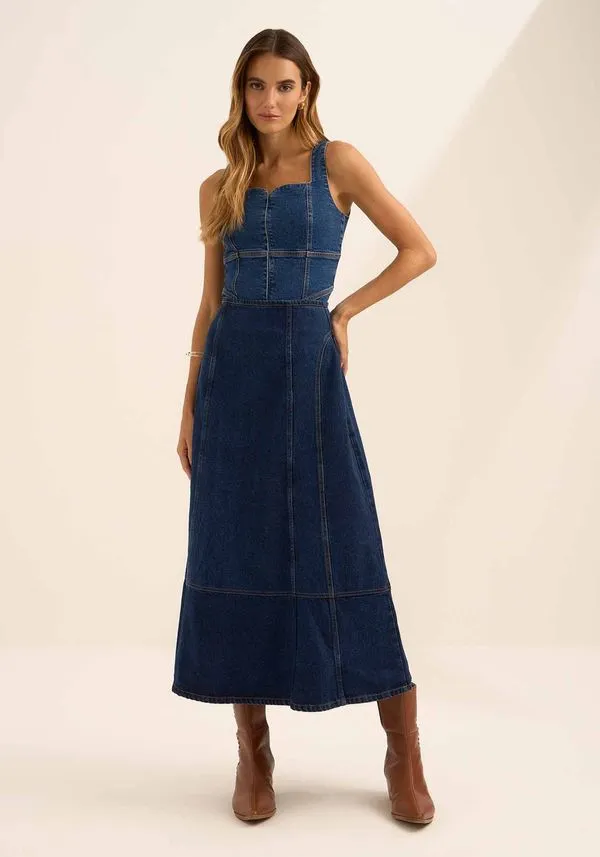 Saia Jeans Chá Com Cintura Alta JEANS 38