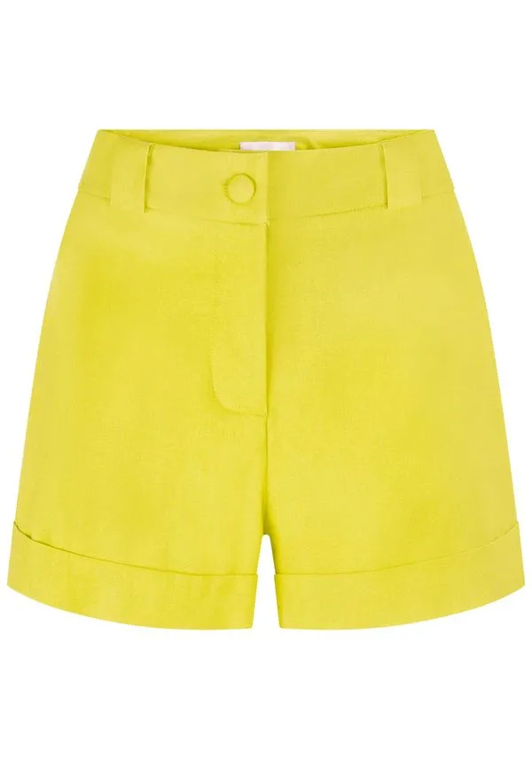 Shorts Alfaiataria em Linho com Cintura Alta VERDE PING M