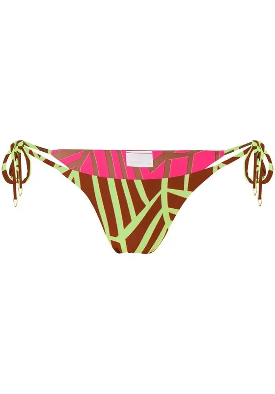 Calcinha Biquíni Estampada Dupla Face com Amarração PALM LEAF VERDE P