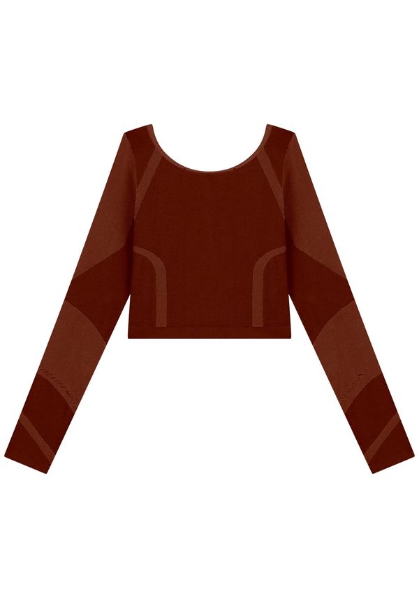 Blusa Cropped De Mangas Longas Em Malha Seamless Move MARROM P