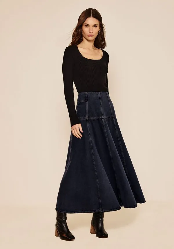 Saia Jeans Chá Com Cintura Alta JEANS 34