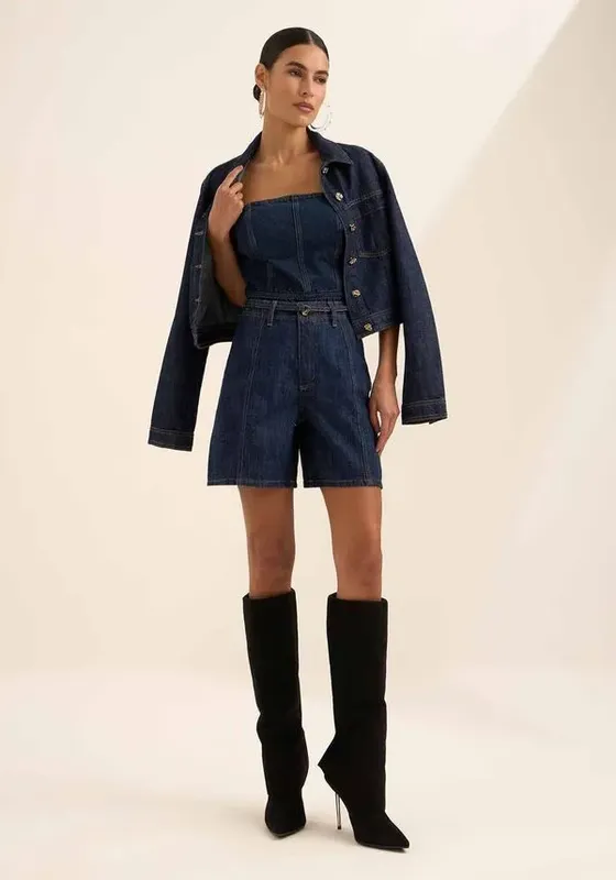 Bermuda Jorts Jeans De Cintura Alta Com Cinto JEANS 46