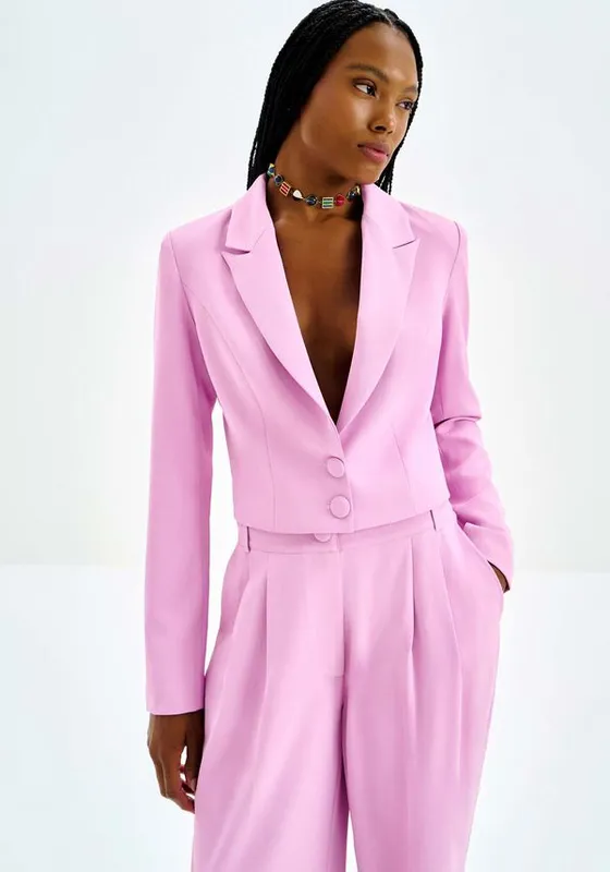 Blazer Manga Longa Cropped Alfaiataria LILAS KENLY PP