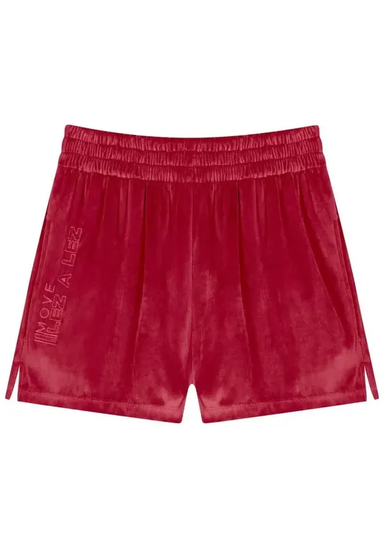 Shorts Curto Com Cintura Alta E Cós Elástico Em Plush Move VERMELHO QUIRIBATI M
