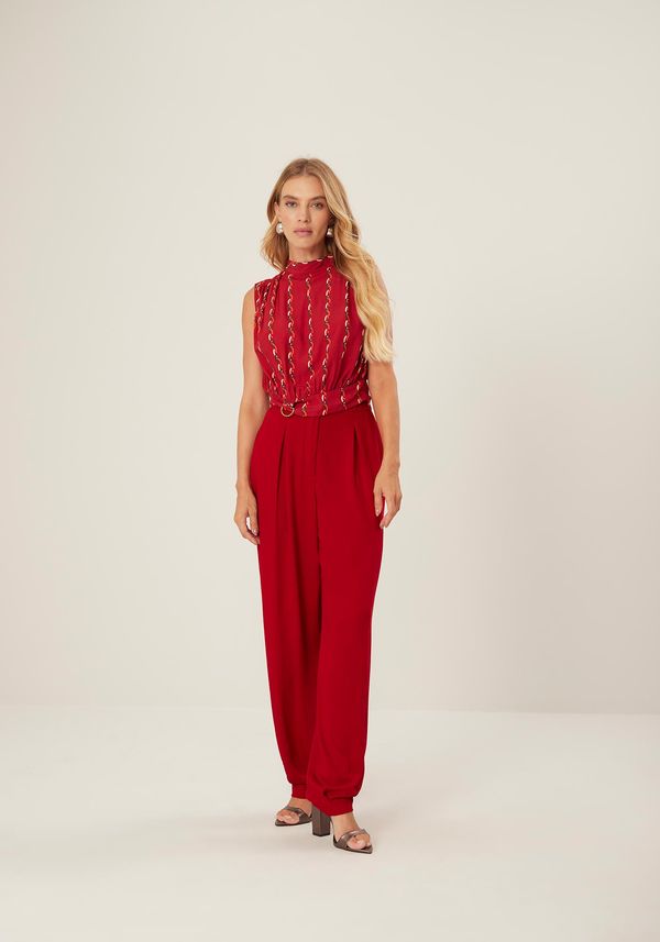 Calça De Alfaiataria Com Cintura Alta Em Crepe De Viscose VERMELHO FLAMBOYANT PP