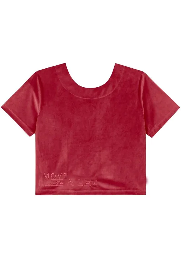 Blusa Curta De Mangas Com Gola Redonda Em Malha Plush Move VERMELHO QUIRIBATI PP