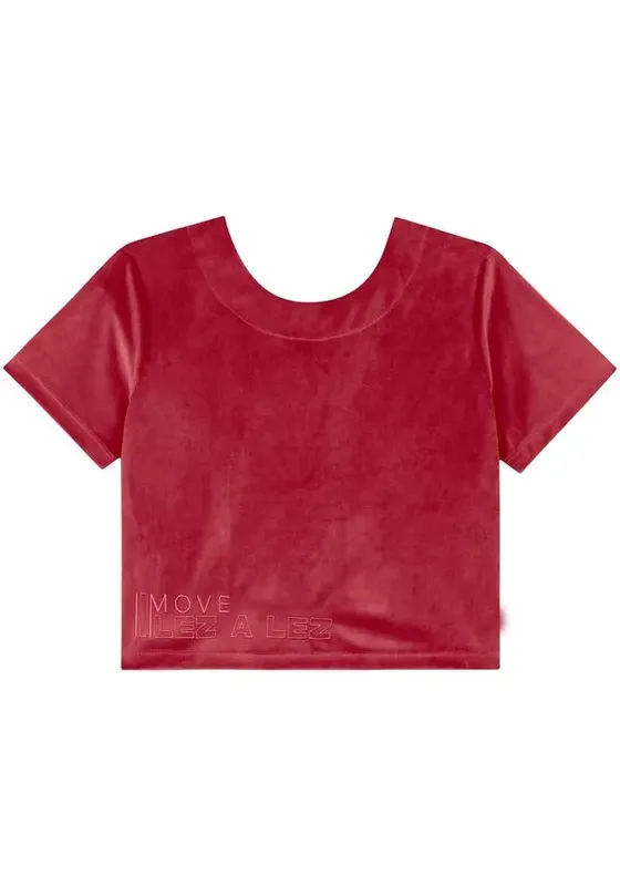 Blusa Curta De Mangas Com Gola Redonda Em Malha Plush Move VERMELHO QUIRIBATI PP