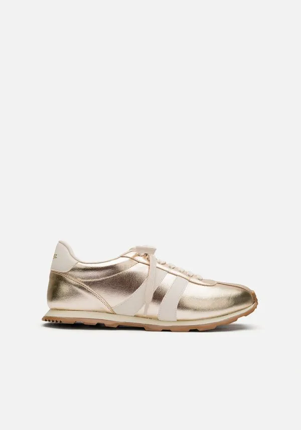 Tênis Feminino Com Cadarço E Recortes DOURADO 35