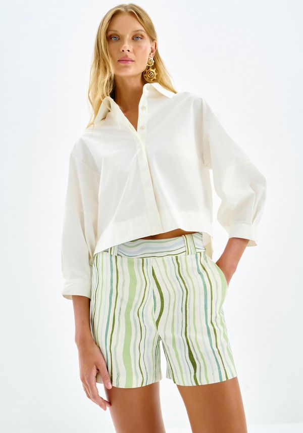 Shorts Alfaiataria Estampado em Linho BREEZE P
