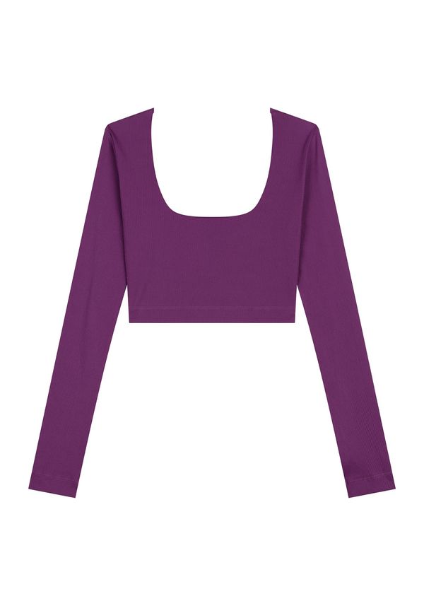 Blusa Cropped Canelada De Mangas Longas Move ROXO P