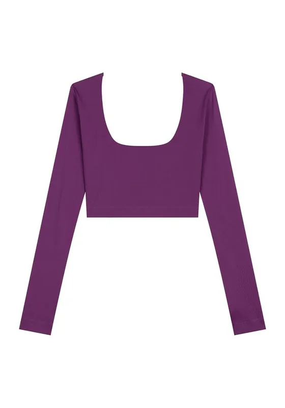 Blusa Cropped Canelada De Mangas Longas Move ROXO M