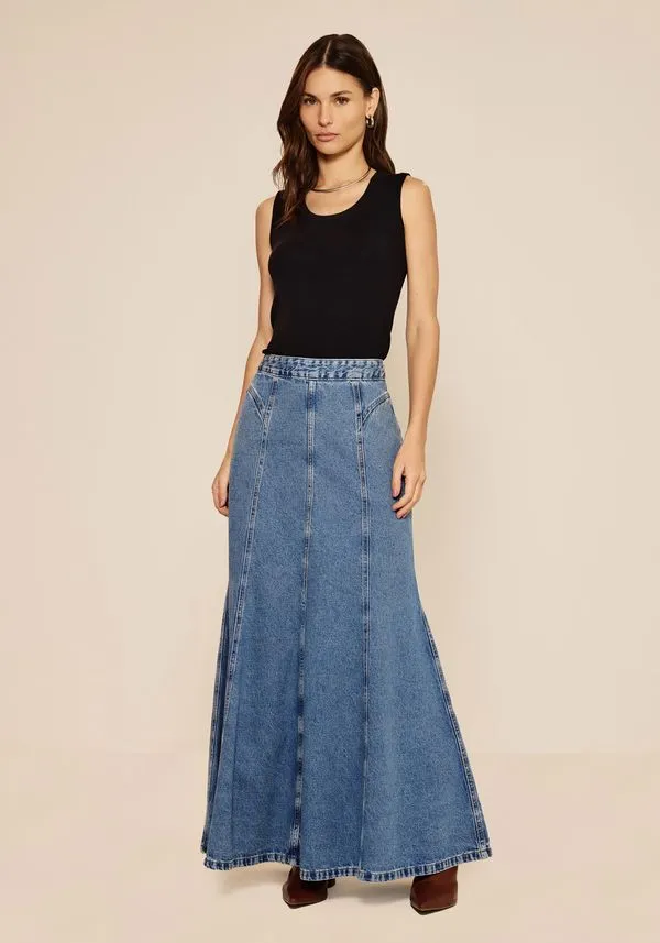 Saia Jeans Longa De Cintura Alta JEANS 36