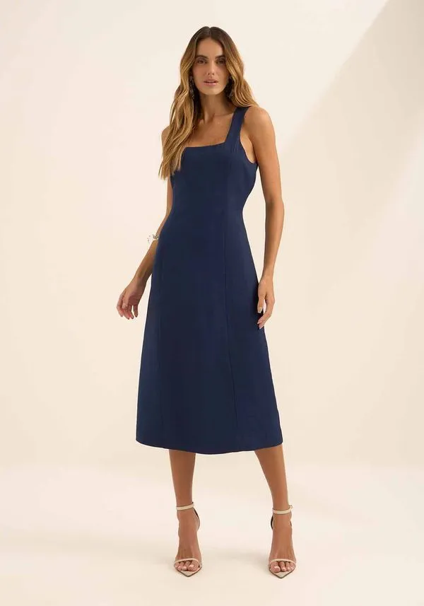 Vestido Chá Em Alfaiataria AZUL PROFUNDO G