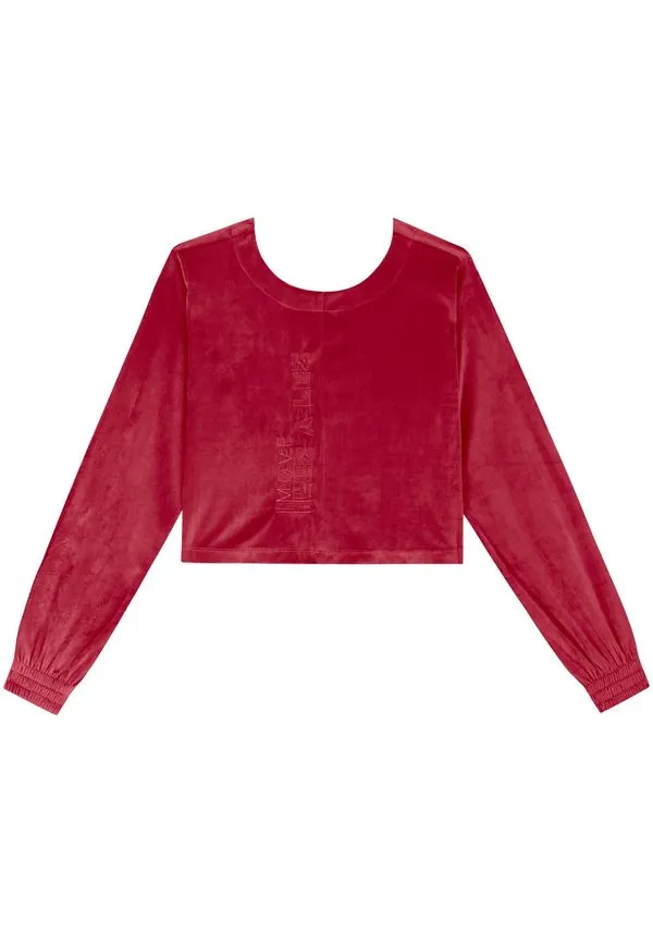 Blusão Cropped De Mangas Longas Em Malha Plush Move VERMELHO QUIRIBATI P