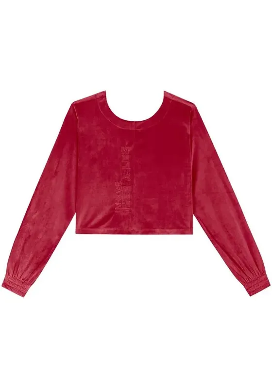 Blusão Cropped De Mangas Longas Em Malha Plush Move VERMELHO QUIRIBATI M