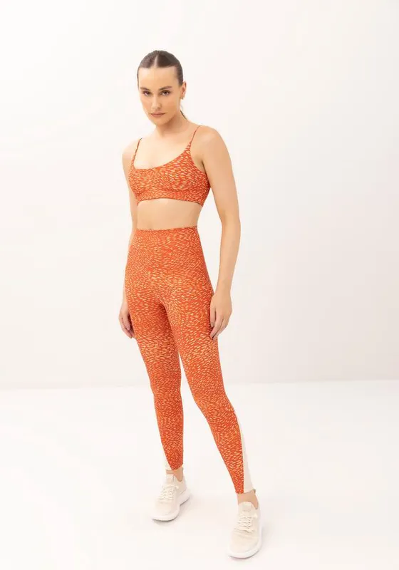 Calça Legging Estampada MOVE Fitness Cintura Alta MOVE LARANJA PP