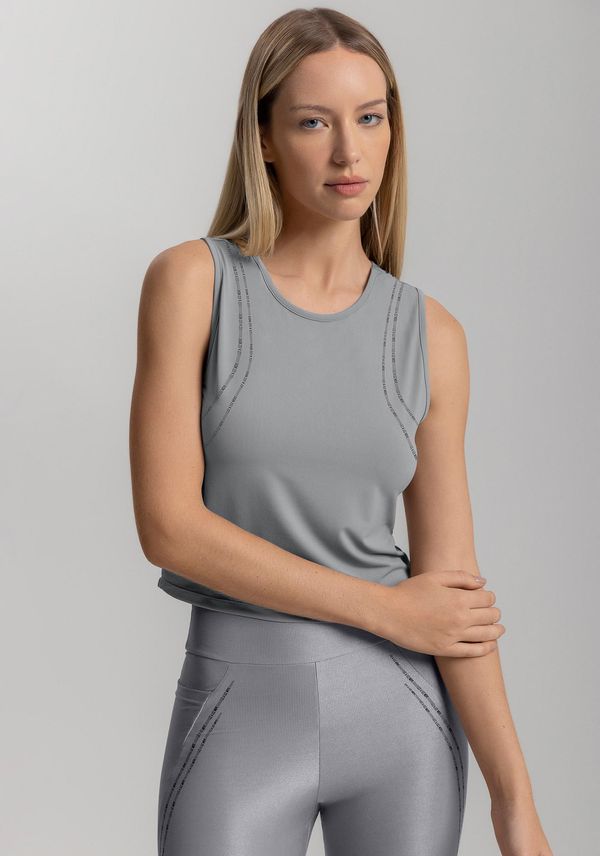 Blusa Cropped Sem Mangas Com Proteção Solar Move CINZA LAVANDER BLUSH M