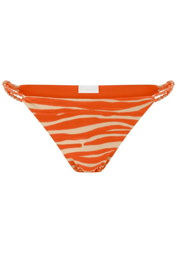 Calcinha Biquíni Animal Print com Detalhe Trançado SKIN LARANJA G