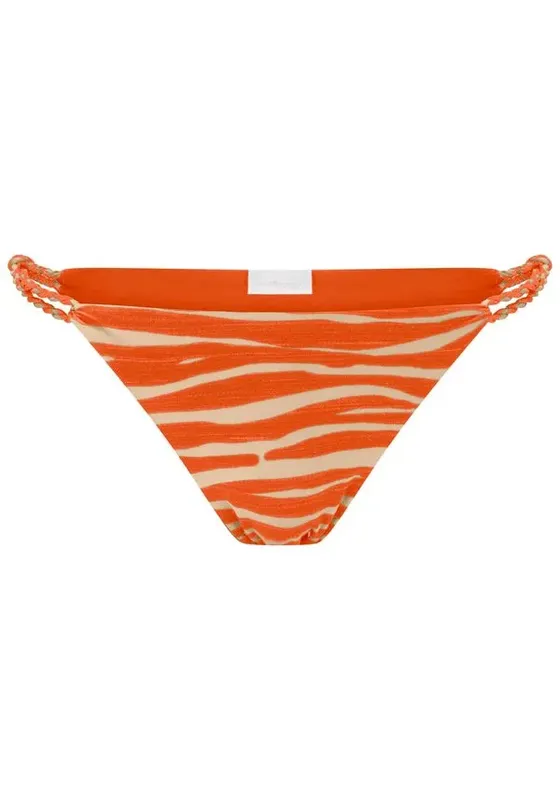 Calcinha Biquíni Animal Print com Detalhe Trançado SKIN LARANJA G