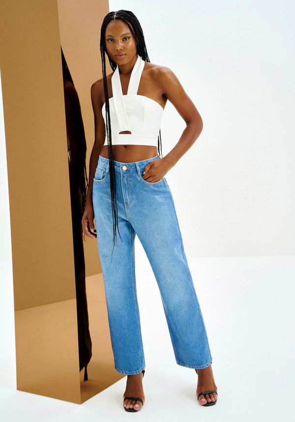 Top Frente Única com Alças Transpassadas BRANCO OFF WHITE G