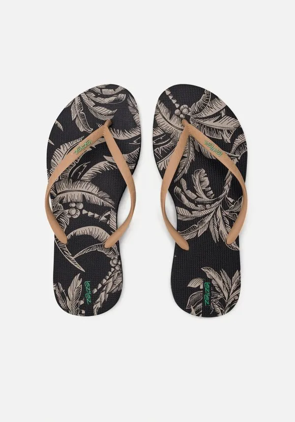 Chinelo Feminino Estampado Com Tiras Finas COQUEIRO PRETO 33/4