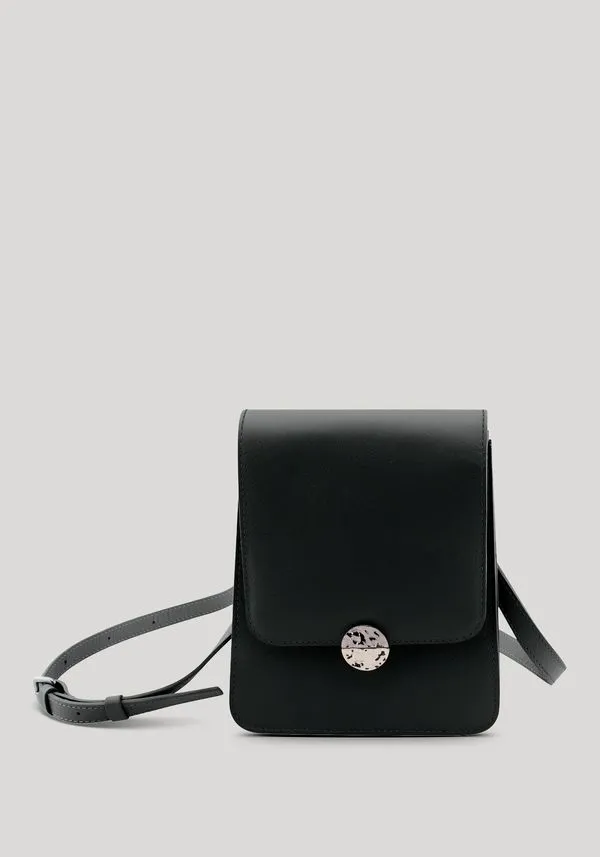 Bolsa Média Tiracolo em Couro com Detalhe Metal PRETO REATIVO U