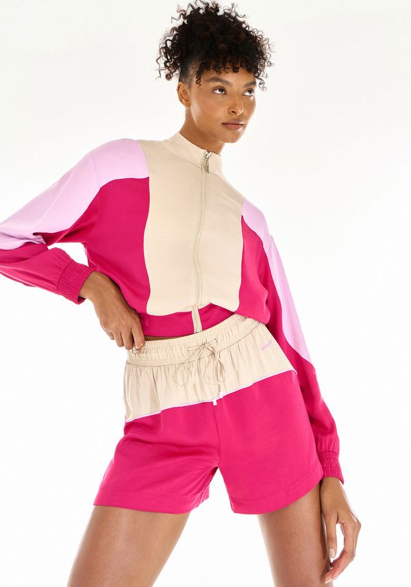Shorts Cintura Média MOVE Fitness com Recortes Bicolor ROSA SYRUP P