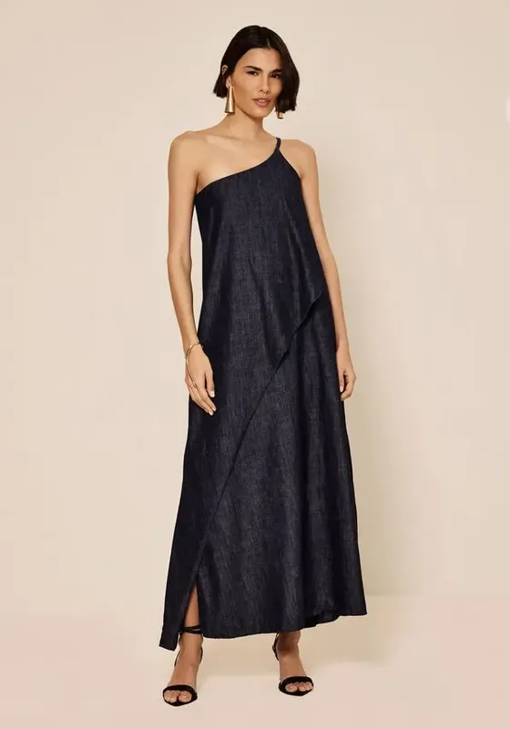 Vestido Jeans Chá Um Ombro Só JEANS GG