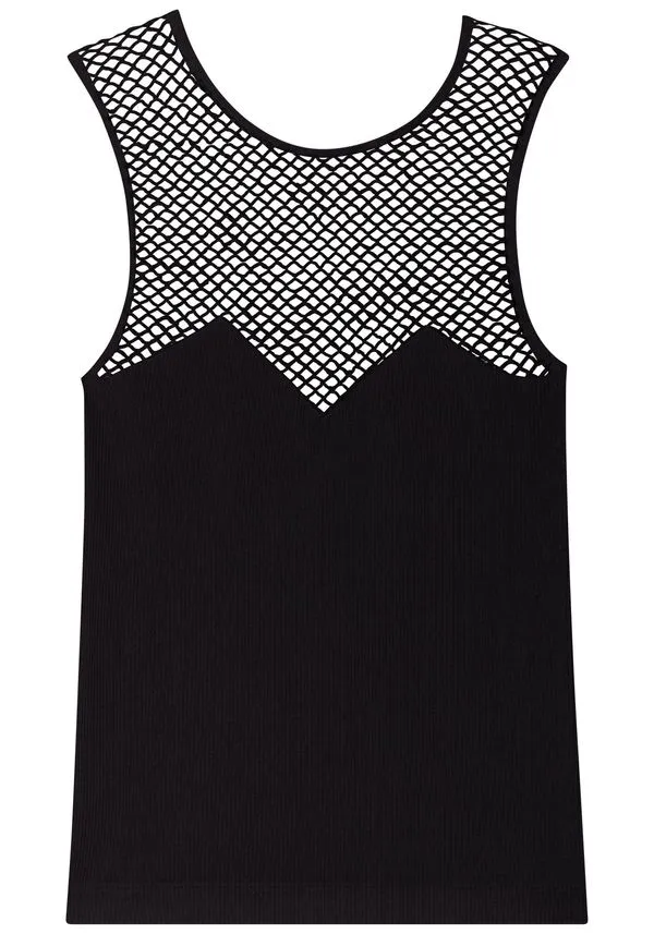 Blusa Sem Mangas De Malha Seamless Com Recortes Em Tela Move PRETO P