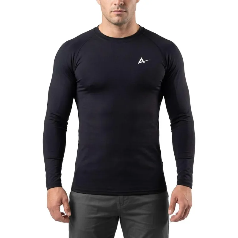 Rash Guard Masculina Compressão No Gi Lisa Preta Manga Longa