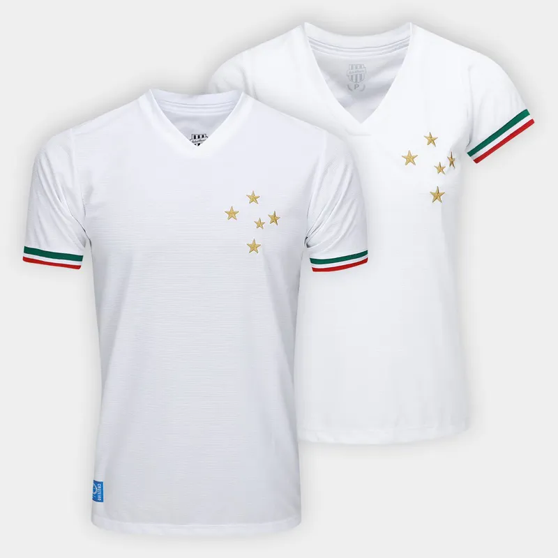 Kit Camisa Cruzeiro RetrôMania Palestra II Casal que Torce Junto