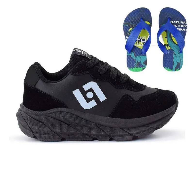 Tênis Infantil Masculino Jogger Casual Camurça + Chinelo