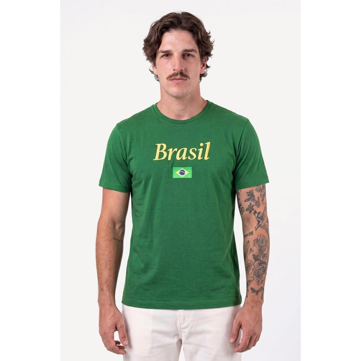 Camiseta Estampada Aleatory Brasuca Verde