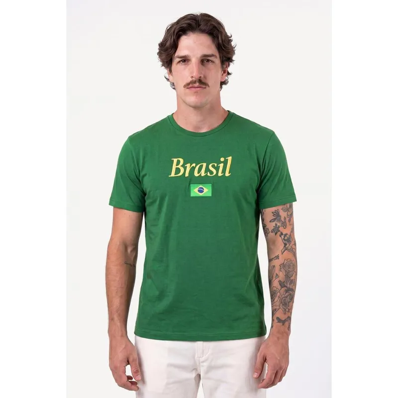 Camiseta Estampada Aleatory Brasuca Verde