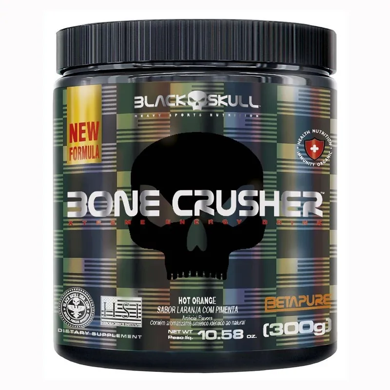 Bone Crusher Nova Fórmula - 300g Hot Orange - Black Skull