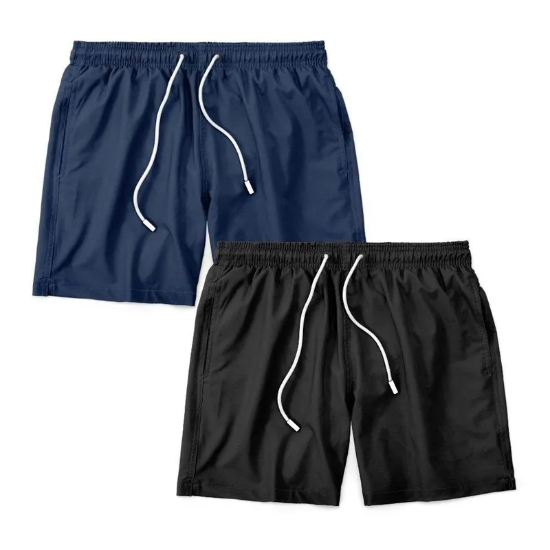 Kit 2 Shorts Bermuda Masculino Tactel Liso Praia Academia