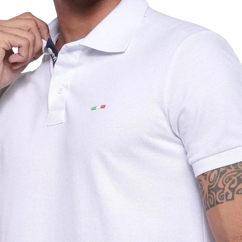 Camisa Polo Masculina Básica Industrie Piquet no Estilo Clássico Bordado Itália