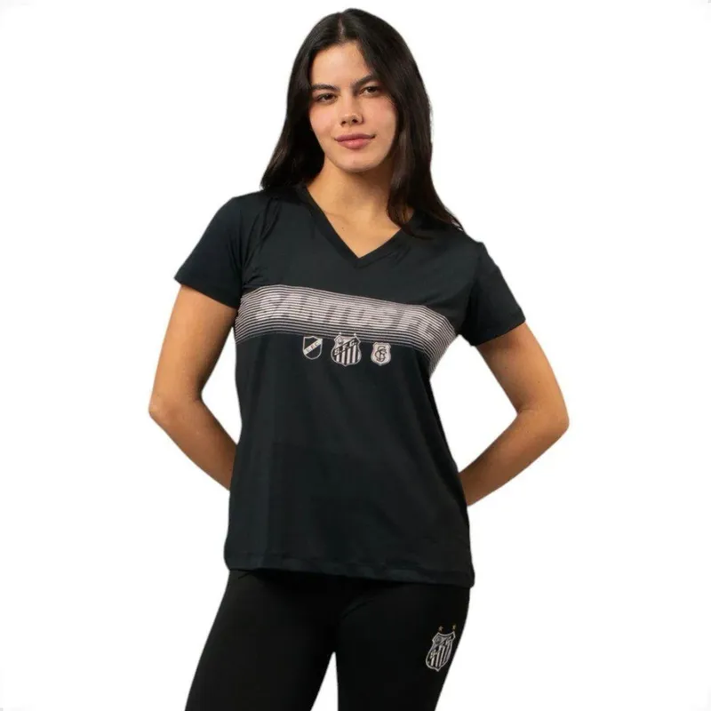 Camiseta Feminina Santos FC Baby Look Esportiva Gola V