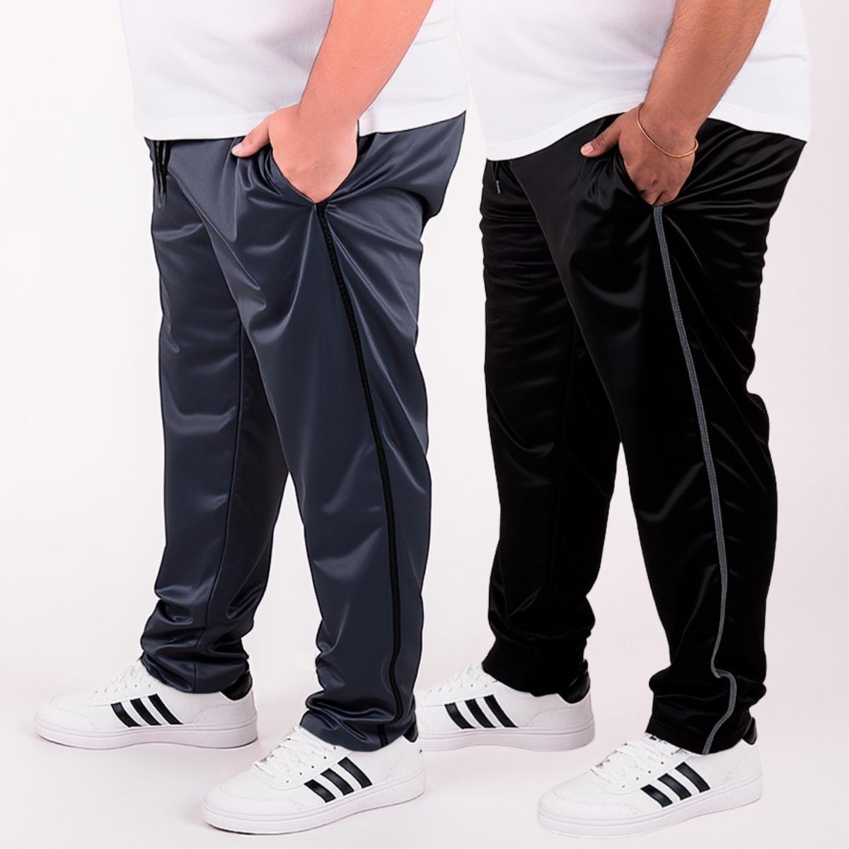 Kit 2 Calças Plus Size Tecido Premium Helanca Flanelada Tamanhos Especiais