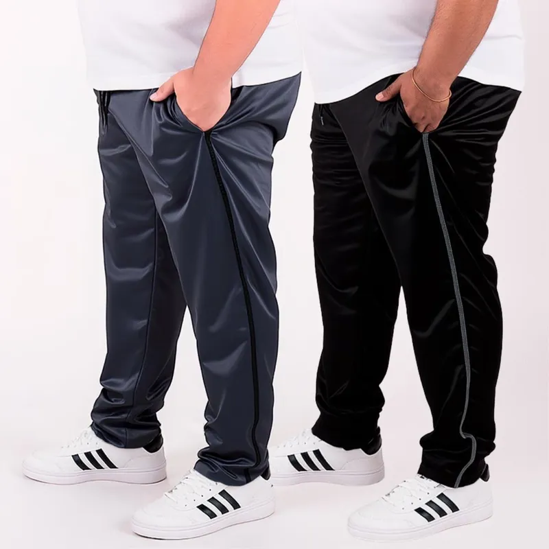 Kit 2 Calças Plus Size Tecido Premium Helanca Flanelada Tamanhos Especiais