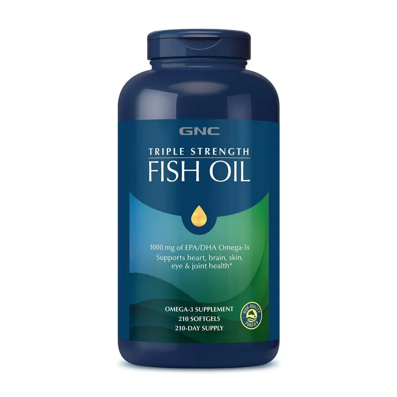 Suplemento GNC Óleo de Peixe Tripla Força Ômega 3 1000 mg 210 Cápsulas Gelatinosas
