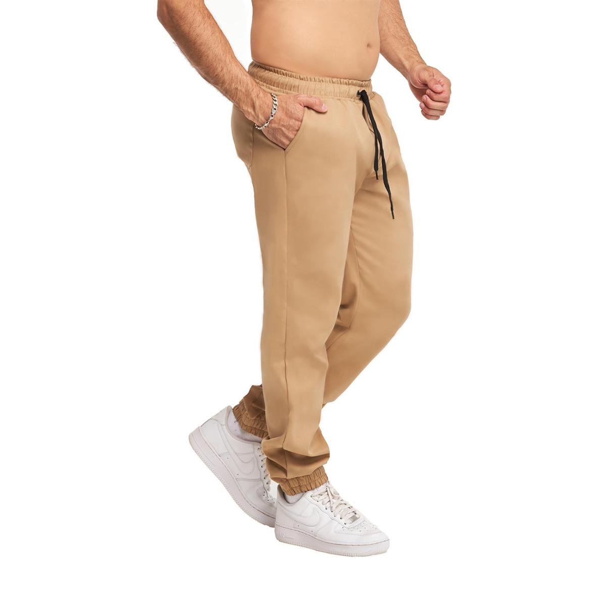 Calça de Sarja Jogger Masculina Skinny Com Punho S01n-Off White-GG