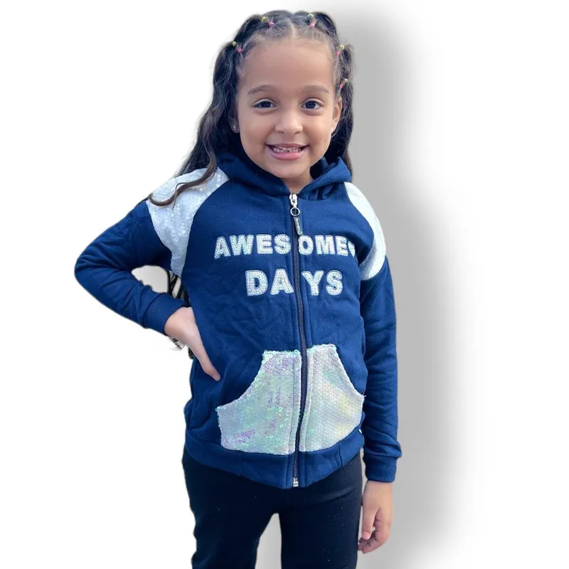 Blusa Moletom Casaco De Frio Flanelada Menina Zíper Capuz