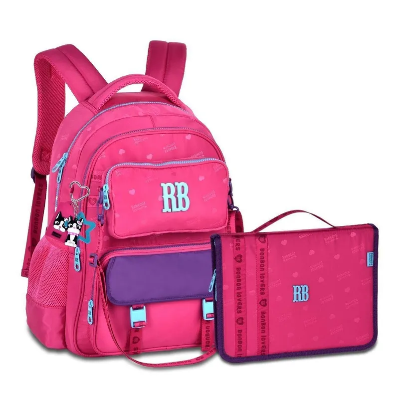 Mochila Feminina com Estojo Fichário Grande Rebecca Bonbon
