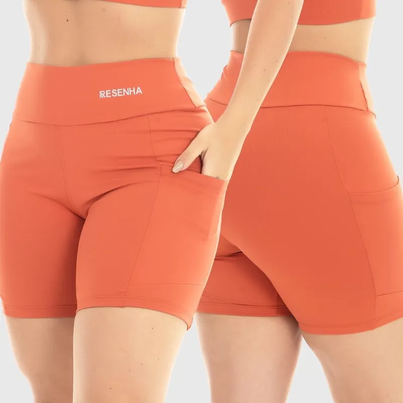 Short Fitness Poliamida Cós Alto Resenha Sport Conforto Academia Feminino Casual