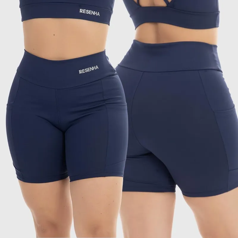 Short Fitness Poliamida Cós Alto Resenha Sport Conforto Academia Feminino Casual